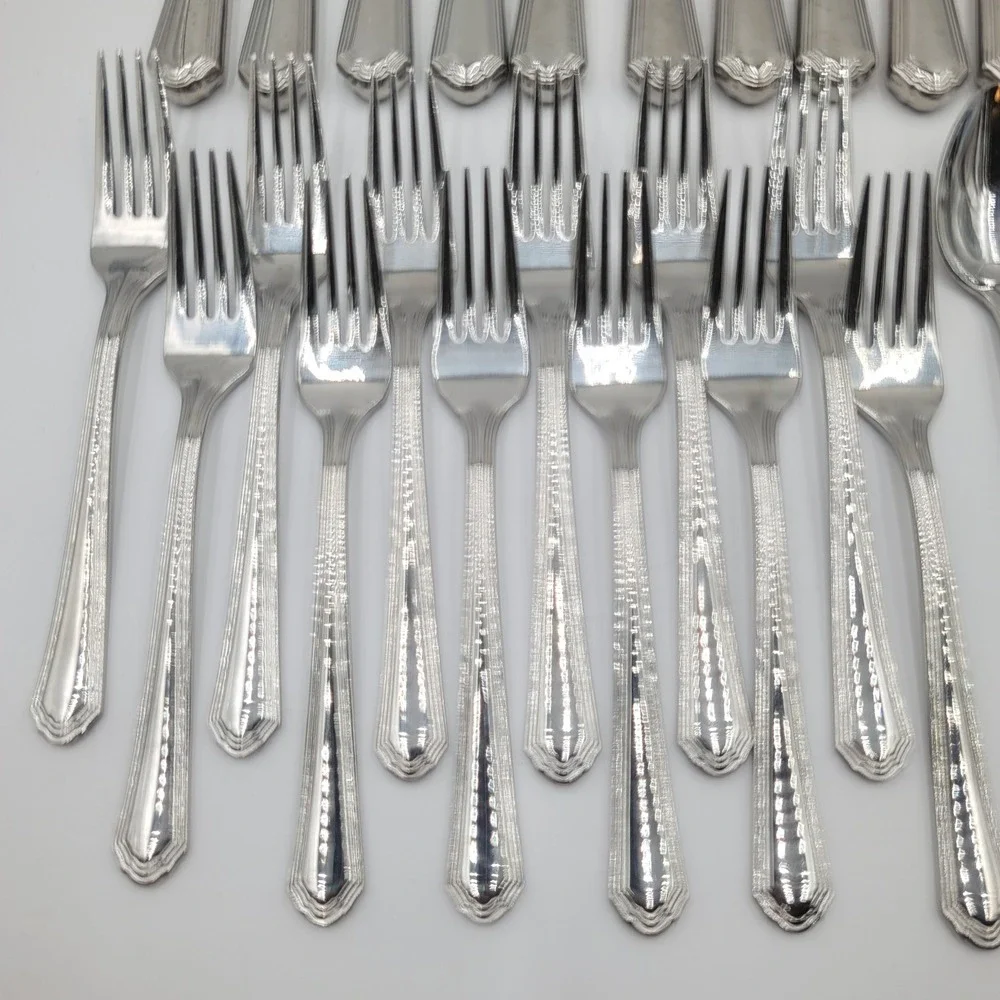 26pc Lenox Archway Stainless Flatware Set 18/10 Glossy Silverware
